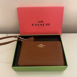 Brown Leather Coach Wristlet
